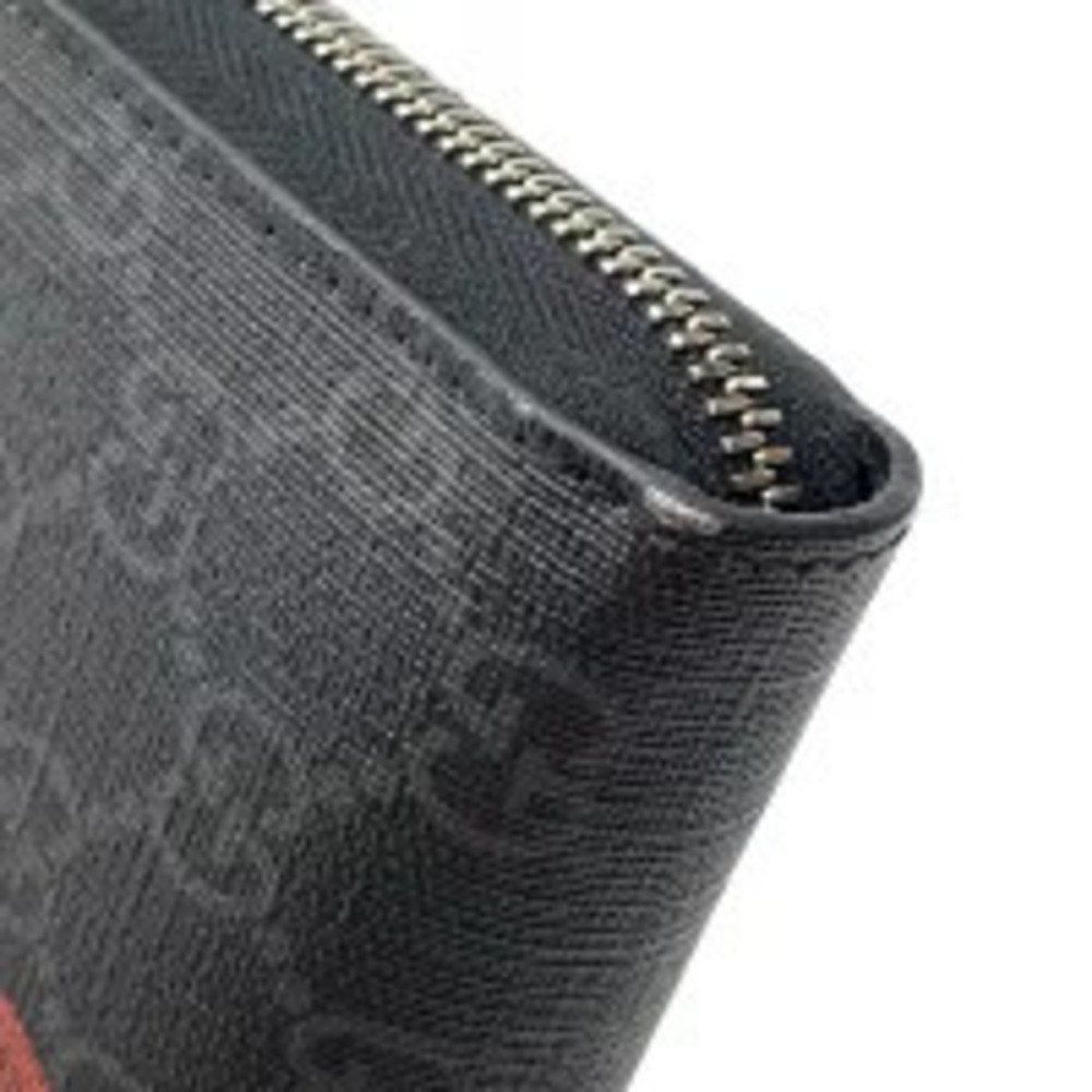 GUCCI Round Zip Long Wallet GG Supreme Kingsnake Snake Gray - Picture 9 of 9
